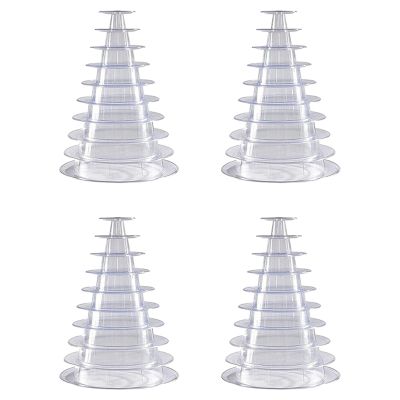 4X 10 Tier Cupcake Holder Stand Round Macaron Tower Stand Clear Cake Display Rack for Wedding Birthday Party Decor