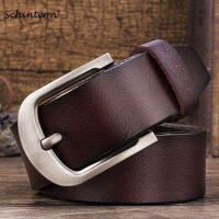 Schinteon Men Cowhide Genuine Leather Jean Pin Buckle Belt Casual Waist Strap High Quality Yellow