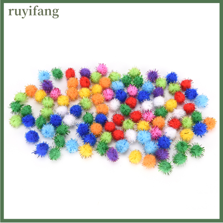 ruyifang-100pcs-glitter-tinsel-ลูกปลาปอมขนาดเล็กลูกแมวลูกสุนัขของเล่นสัตว์เลี้ยงอุปทาน