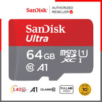 SanDisk Ultra MicroSDXC Card UHS-I Class10 A1 U1 ความจุ 64GB ความเร็วสูงสุด 140 MB/S เมมโมรี่ การ์ด แซนดิส ประกัน 10 ปี Synnex (SDSQUAB-064G-GN6MN) ใส่โทรศัพท์ มือถือ และแท็บเล็ต