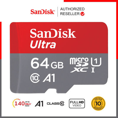 Sandisk Ultra microSD Card SDXC ความเร็วอ่าน 140MB/s ความจุ 64GB Class 10 A1 (SDSQUAB-064G-GN6MN) รุ่นใหม่ ไม่มีอะแดปเตอร์ เมมโมรี่การ์ด แซนดิส Memory ประกัน Synnex 10 ปี แดงเทา