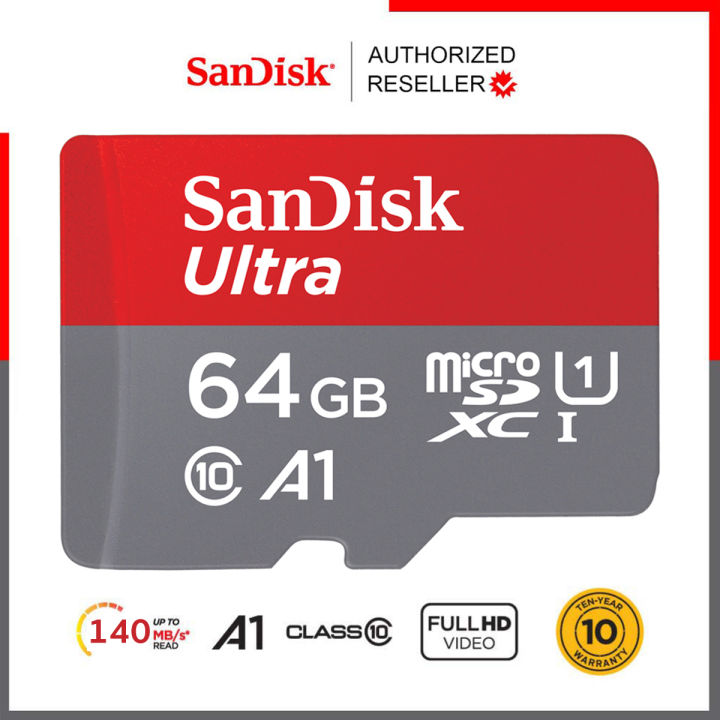 sandisk-ultra-microsd-card-sdxc-ความเร็วอ่าน-140mb-s-ความจุ-64gb-class-10-a1-sdsquab-064g-gn6mn-รุ่นใหม่-ไม่มีอะแดปเตอร์-เมมโมรี่การ์ด-แซนดิส-memory-ประกัน-synnex-10-ปี-แดงเทา