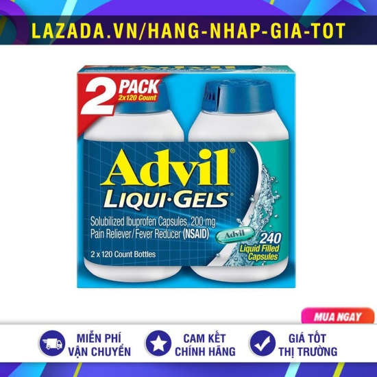 Viên uống giảm đau advil liquid gels 200mg mỹ 120 viên set 2 hộp - ảnh sản phẩm 1