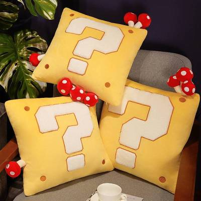 The Super Mario Bros Question Mark Block Throw Pillow With Mushroom Gift For Kids Home Decor Sofa Cushion