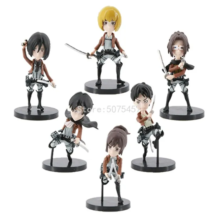 6pcs/set Attack On Titan Anime Figure Eren Yeager Action Figure Sitting ...