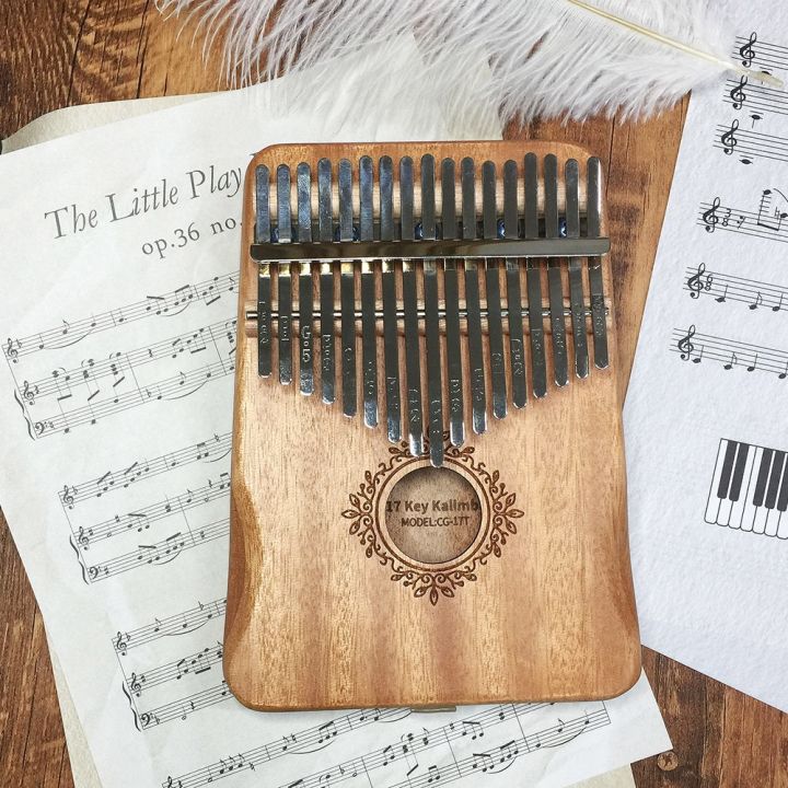 kalimba-17คีย์เปียโนนิ้วหัวแม่มือเครื่องดนตรีกีต้าร์สีมะฮอกกานีกระทิงคาลิมบากล่องดนตรี