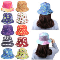 [hot]Fashion Hip Hop Bucket Hat Cotton Foldable Rainbow Starry Sky Hamburg Double-Sided Fisherman Cap Unisex Outdoor Sunscreen Hat