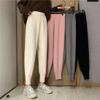 Wild Autumn High Waist Black Knitting Harem Pant Women Casual Grey Pink Carrot Granny Joggers Mujer Pantalones Sweatpants Bottom