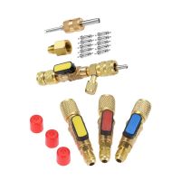 1 Set Brass R410A Refrigerant Straight Ball Valves SAE Valve &amp; 1 Set R410A R22 Valve Core Remover Installer Tool