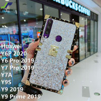 JieFieสำหรับHuawei Y6P / Y6 Pro / Y7 Pro / Y7A / Y9S / Y9 2019 / Y9 Prime Luxury Glitterเคสโทรศัพท์แฟชั่นหนังสแควร์นุ่มTPUเคสครอบปกป้อง