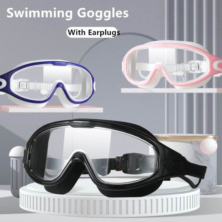 big-frame-swimming-goggles-adults-with-earplugs-swim-glasses-men-women-professional-hd-anti-fog-goggles-silicone-eyewear-goggles