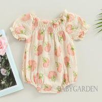 Babygarden-0-24 เดือน ชุดบอดี้สูท รอมเปอร์ แขนสั้น พิมพ์ลายดอกไม้ ฤดูร้อน สําหรับเด็กผู้หญิง