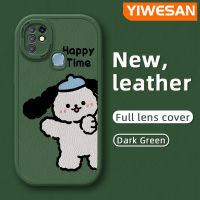 YIWESAN เคสสำหรับ Infinix Hot 10S Hot 10S NFC ร้อน10T X682B X682C การ์ตูนสุนัขแฮปปี้ดีไซน์ใหม่เคสใส่โทรศัพท์หนังซิลิโคนนิ่มเคสมือถือกันกระแทกป้องกันการตกพร้อมเคสป้องกันกล้องเลนส์คลุมทั้งหมด