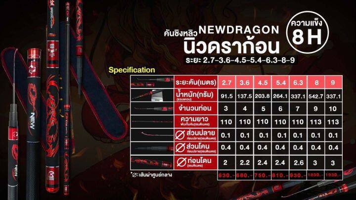 gvhj-คันชิงหลิว-new-dragon-8h-นิวดราก้อน-คันเบ็ดตกปลา-super-carbon-rod-amp-special-power-เบ็ดตกปลา