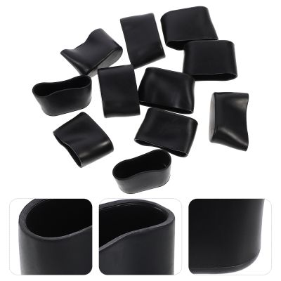 ◄ 10 Pcs Home Furniture Table Chair Protection Pad Leg Covers Caps End 3.7X2.5CM Oval Black Pvc Foot Feet