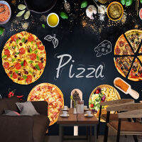 Custom Any Size Mural Wallpaper 3D Personality Pizza Shop Blackboard Wall Painting Restaurant Cafe Background Wall Papers For 3D