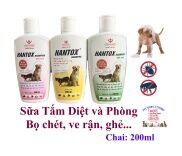 Sữa tắm t ị ve, rận, bọ chét, ghẻ trên Chó Mèo Pet Thú Cưng HANTOX SHAMPOO
