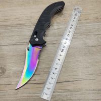 Dropshipping CSGO Real Folding Flip Knife Fade Colors Blade Blue Tactical  Camping Knife For Survival G10 Handle