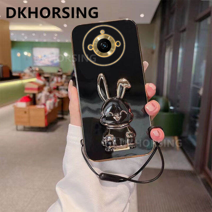 dkhorsing-เคสโทรศัพท์ชุบนิ่มสำหรับ-realme-11-11pro-11-pro-10t-5g-เคสกระต่ายน่ารักการ์ตูน-realme11-pro-plus-2023กันกระแทกพร้อมที่ยึดบาร์และสายคล้องมือ