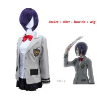 【ร้อน】4ชิ้นอะนิเมะโตเกียวปอบ Touka Kirishima เครื่องแต่งกายคอสเพลย์ชุดนักเรียนสาวสีม่วงวิกผมผู้หญิงฮาโลวีนเทศกาลสูทชุดกระโปรง