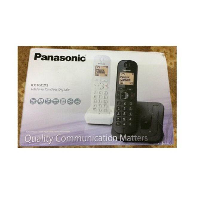 Panasonic KXTGC212 Digital Cordless Phone 2 handset white/black (Black