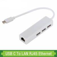 OFTBT 4 In 1 USB ฮับ2.0 TYPE-C เพื่อ RJ45การ์ดเครือข่ายแลนประเภท C เพื่อ RJ45พอร์ตน้ำหนักเบา4พอร์ตสำหรับแล็ปท็อป/เมาส์/U ดิสก์