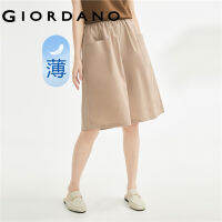 GIORDANO ผู้หญิง สีทึบทอกระเป๋าขนาดใหญ่เอวยางยืดกางเกงลำลองห้าจุดบาง Free Shipping 13403326