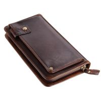 Luxury Genuine Leather Long Wallet Mens Clutch Bag Male Purse Fashion Phone Wallet Case Card Large Capacity Big Money Bag M195