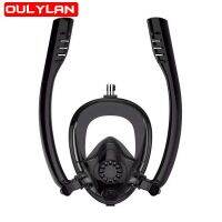 Oulylan Snorkeling Mask Double Tube Silicone Full Dry Diving Mask Adult Swimming Mask Diving Goggles Underwater Breathing