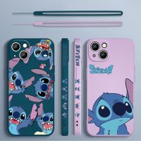 【LZ】 Stitch The Baby Disney Cover For Apple iPhone 14 13 12 11 Pro Max mini XS XR X 8 7 6S 6 Plus Liquid Left Rope Phone Case