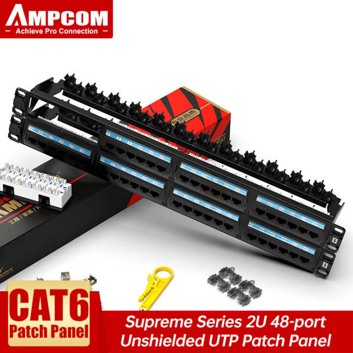 Patch Panel, CAT6/CAT5E 1U/2U 24Port/48Port Rackmount or