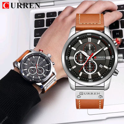 CURREN 8291 Fashion Quartz Men Watch og Digital Chronograph Leather Mens Watches Casual Sport Waterproof Male Clocks часы