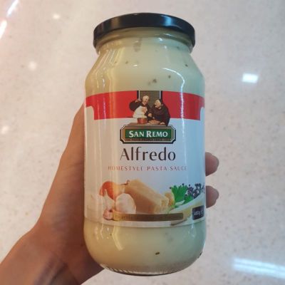 ขนมอร่อย เคี้ยวเพลิน🔹 (x1) ซอสอัลเฟรโด้ ซอสพาสต้า San Remo Alfredo Homestyle Pasta Sauce 480g.🔹