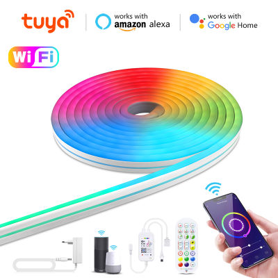 Tuya Smart Life Neon LED Strip Light Room Decor 12V RGB Wifi Wireless Control LED Tape Smart Home Work with Alexa Home