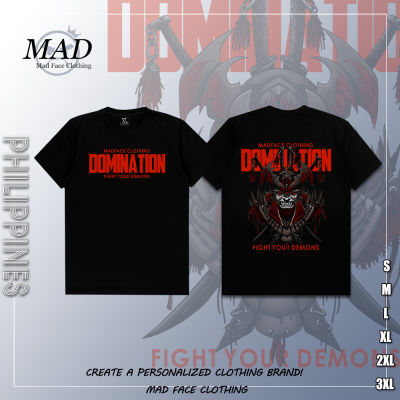 MADFACE เสื้อผ้า Domination-Demon Tee ของขวัญสำหรับ Unisex ท็อปส์ซูคุณภาพสูง เสื้อยืดแนวสตรีท