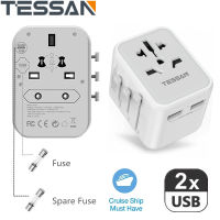 TESSAN  Travel Adapter Charger International Plug with 2 USB Outlets, Universal European/US/UK/AU/CH Power Plug Adaptor, Worldwide Wall Charger Converter Power Strip for 230 Countries, EU Europe UK/Australia/USA/HK/China/ (Type C/G/A/I) 10A FUSE