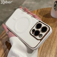 [Woo Fashion Case] เคสหนังสุดหรูแม่เหล็กสำหรับ Magsafe iPhone 14 Pro Max Plus 13 12 11ชาร์จไร้สายปลอกซิลิโคนกันกระแทก