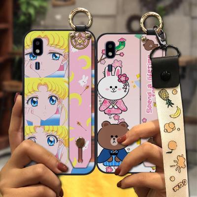 Wrist Strap Fashion Design Phone Case For Samsung Galaxy A2 Core Anti-dust Original Lanyard Wristband TPU Cartoon Soft