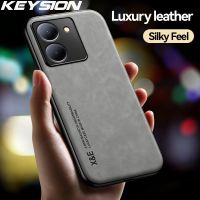 KEYSION Luxury Retro Leather Case for VIVO Y36 5G Y78 5G Soft Silicone+PC Shockproof Phone Back Cover for VIVO V29 Lite 5G