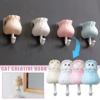 Creative Cartoon Cute Kitten Hook Free Punch Porch Wall Hook Adhesive Mounted Coat Hat Rack Key Hanger Sticky T4M6