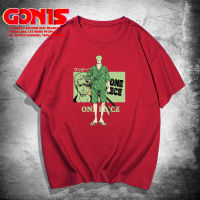 【จัดส่งฟรี】GONIS One Pieceแขนสั้นเสื้อยืดผู้ชายและผู้หญิงน้ำแบรนด์ขนาดใหญ่หลวมบนผ้าฝ้ายอะนิเมะเซารอนแนวโน้มพิมพ์ครึ่งแขน