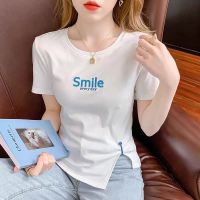 White Tshirt for Women Tops Korean Style Summer Fashion Casual Tee Round Neck Short Sleeve T Shirt