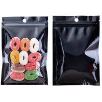 100Pcs Clear Plastic Colorful Mylar Foil Zip Lock Bag with Hang Hole Tear Notch Flat Pouches for Snack Ground Coffee Bean Tea