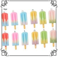 YUYU 35Pcs กว้าง14.5มม. เสน่ห์ไอศครีม7สี ยาว41.5มม. หนา5.5มิลลิเมตร เสน่ห์อมยิ้มน้ำแข็งเรซินที่มีสีสัน ปริมาณที่เพียงพอ รู: 2mm เสน่ห์น่ารักกับลูป งานฝีมือดีไอวาย