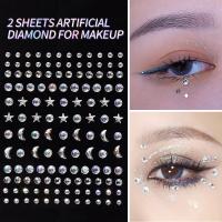 hot！【DT】❁►  2 Sheets Artificial Glitter Tatoo Sticker for Makeup Eyeshadow Face Rhinestone Jewelry Eyes