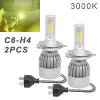 2ชิ้น H4 C6 3800LM 3000K 36W ซังนำรถชุดไฟฉายติดศีรษะหลอดไฟสูงหรือต่ำ