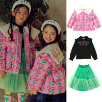 &amp;lt;พร้อมส่งเสื้อดำ&amp;gt;「สินค้าลิขสิทธิ์แท้」Iris kids New Autumn And Winter IKS038-IKK038 Tulips set เสื้อเชิ้ต กระโปรง ชุดเซ็ต เสื้อกันหนาว เสื้อผ้าเด็ก