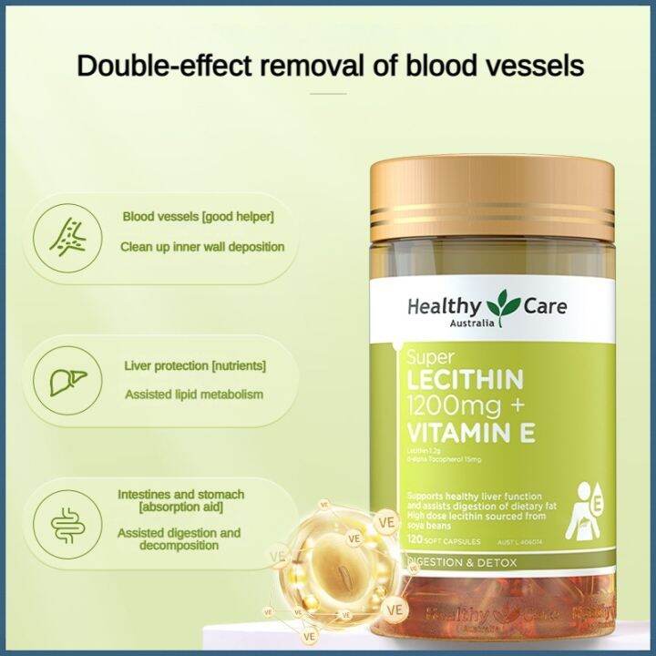Healthy Care Lecithin Vitamin E Capsules 120 Pills Pursuing a Balanced