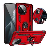 【Electronic Store】สำหรับ Xiaomi Mi 11 Pro Case เกราะกันกระแทกแม่เหล็กรถผู้ถือแหวนสำหรับ Xiaomi Mi 11 11i 11X Mi11 Lite ปกหลัง