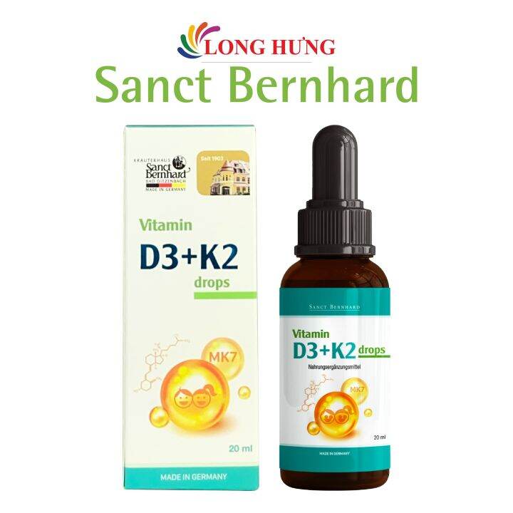 Vitamin dạng giọt Sanct Bernhard D3 + K2 Drops hỗ trợ hấp thu canxi